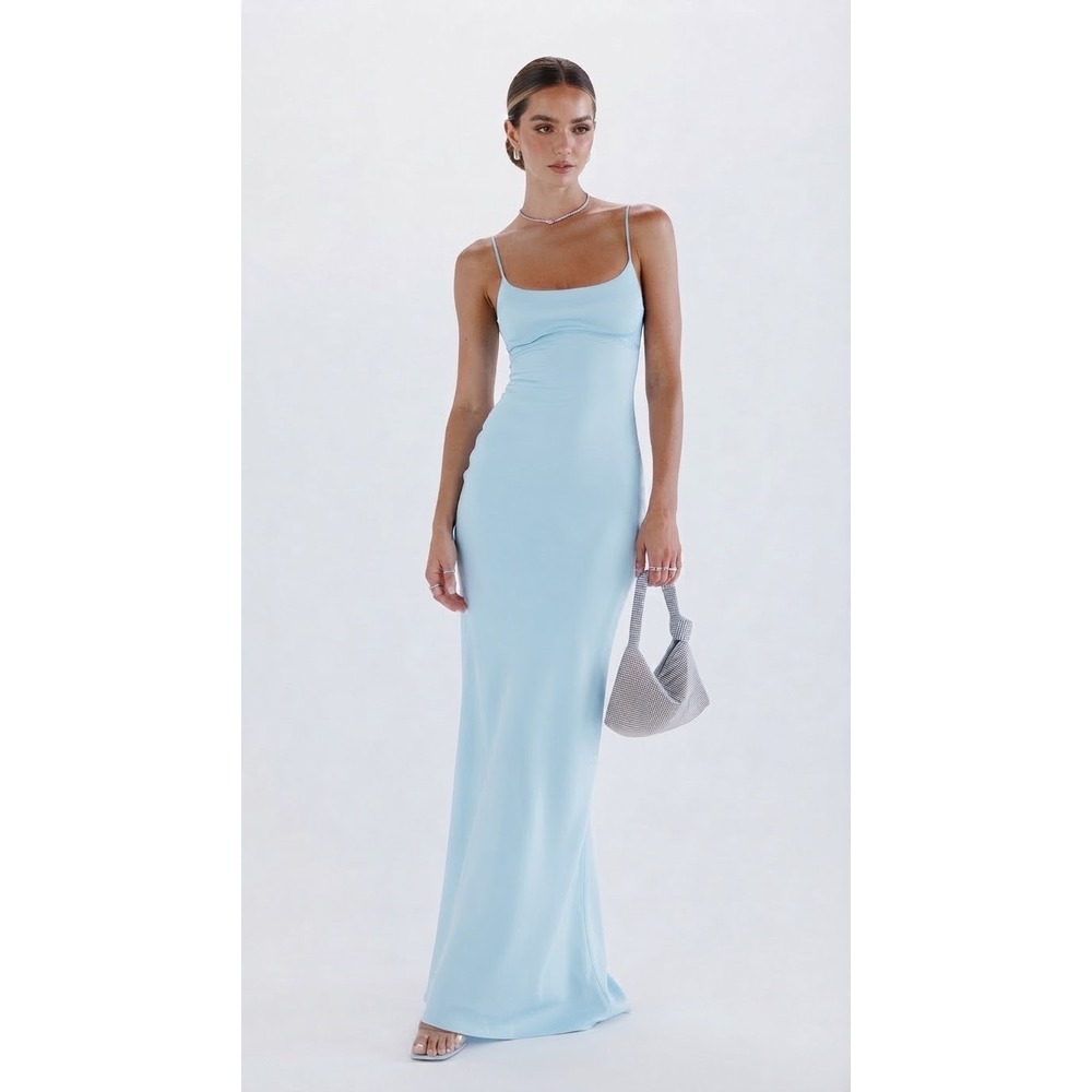 Princess Polly Ravia Maxi Dress Light Blue Slip Open Back US 6